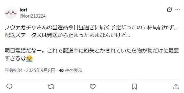 予定通りに届かない口コミ